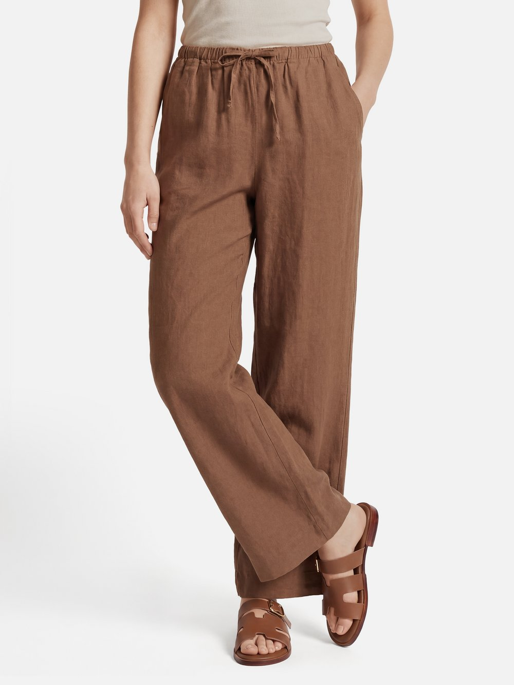 Marc O'Polo Lniane spodnie Mężczyźni len (100%) brązowy, 38