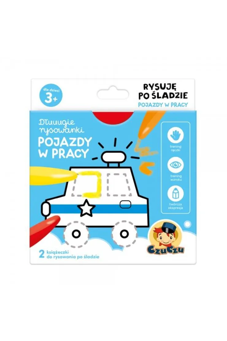 CzuCzu Dłuuugie rysowanki Rysuję po śladzie Pojazdy w pracy 3+