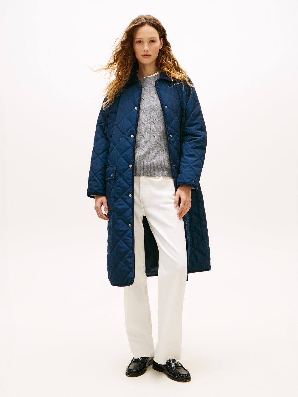 Tommy Hilfiger Pikowany płaszcz damski Kobiety Sztuczne włókno niebieski, XL