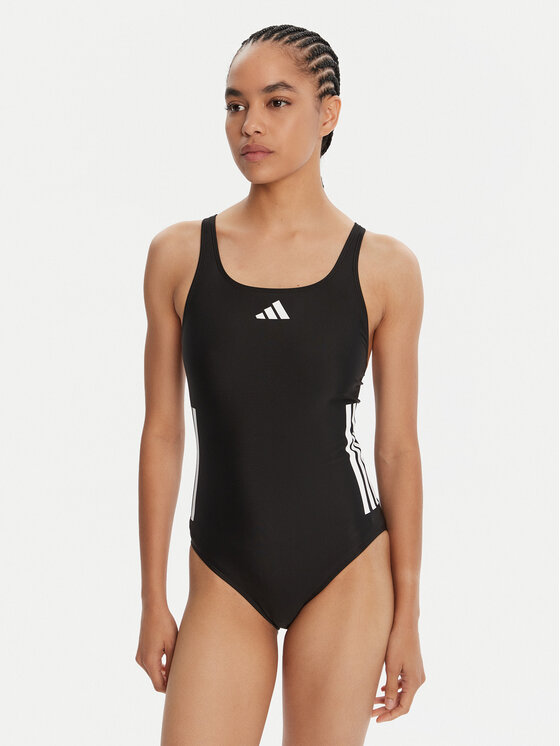 adidas Strój kąpielowy 3-Stripes JN8119 Czarny Slim Fit