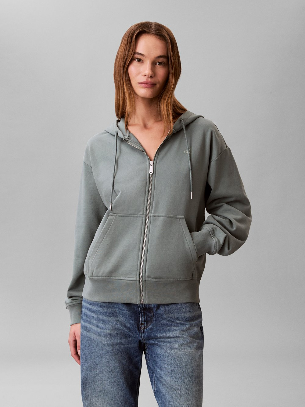 Calvin Klein Jeans Damska kurtka dresowa Kobiety Materiał dresowy zielony, S