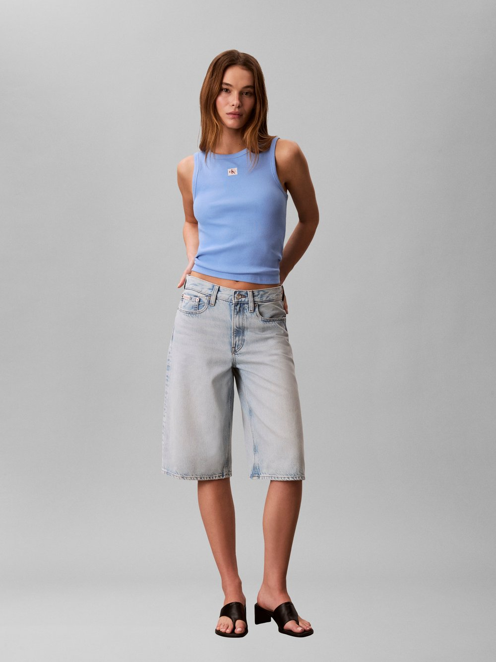 Calvin Klein Jeans Top damski Kobiety Bawełna niebieski, S