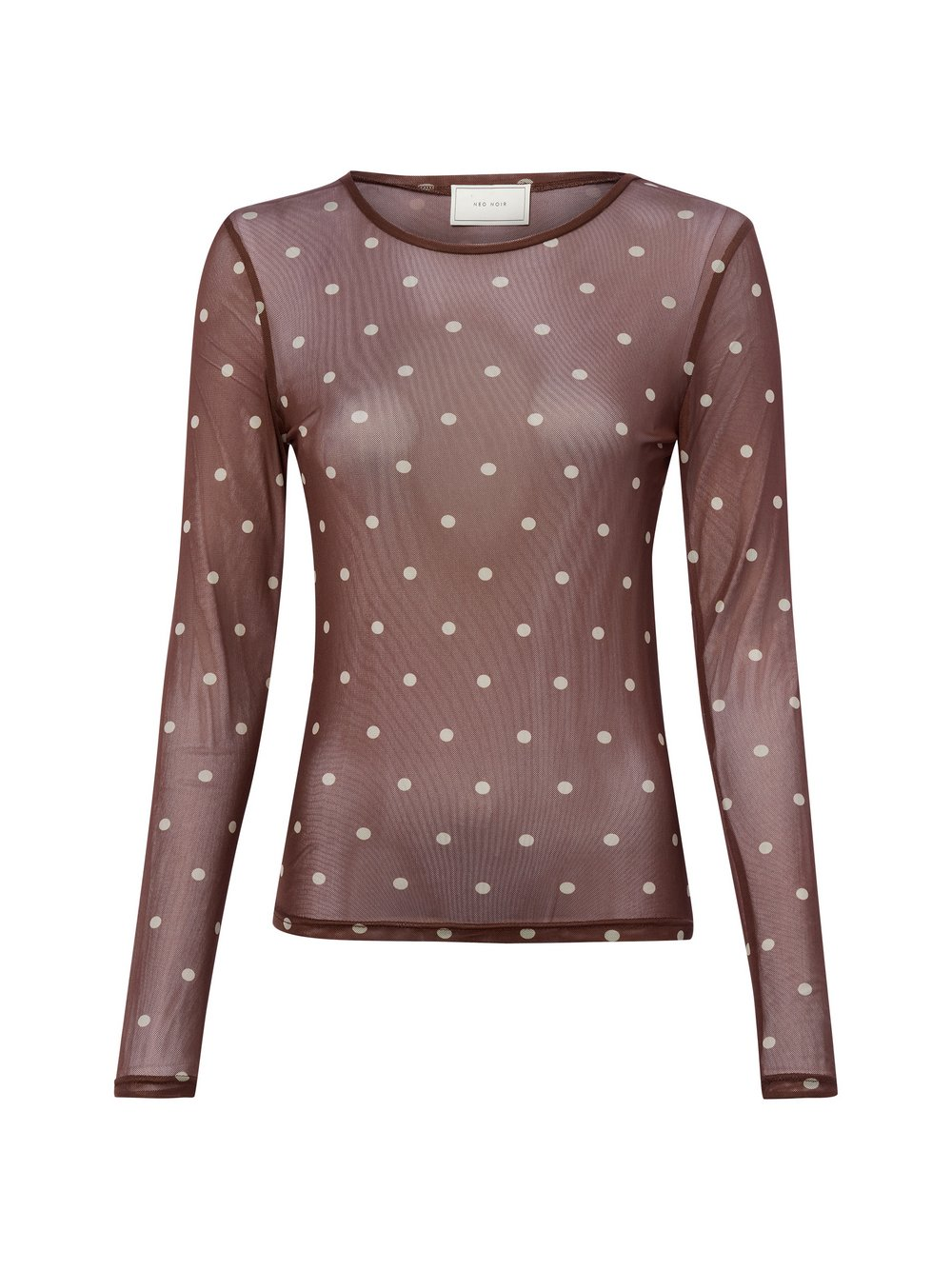 Neo Noir Damska bluzka z długim rękawem - Ella Dot Blouse Kobiety brązowy, 36