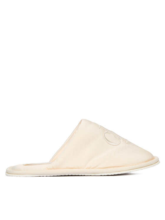 Calvin Klein Jeans Kapcie Slipper Satin Moire YW0YW02053 Écru