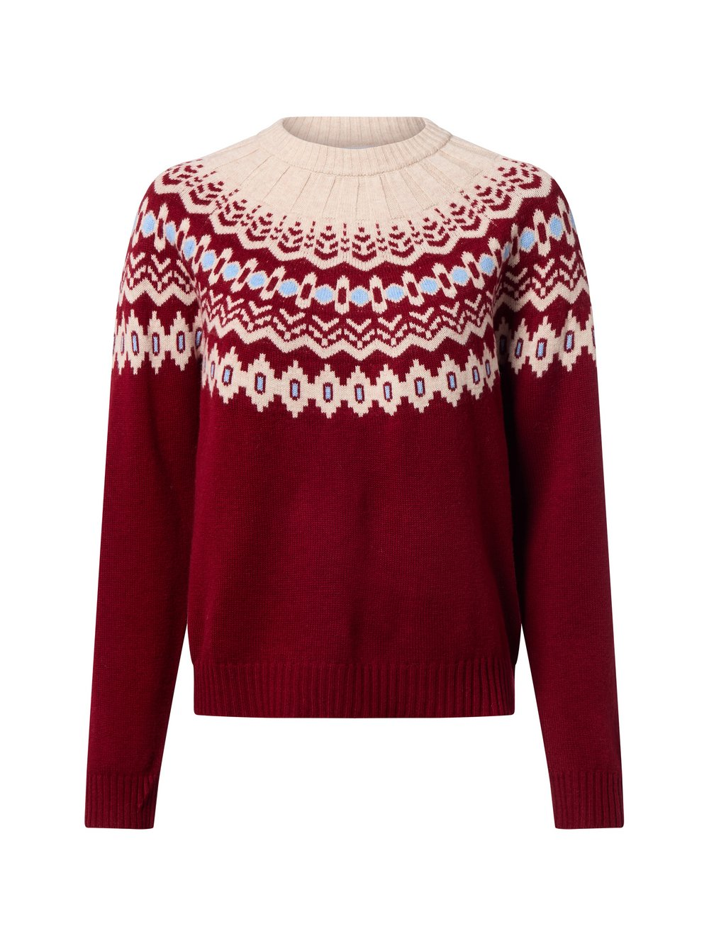 Marie Lund Damski sweter z dzianiny z zawartością merynosów Kobiety Wełna merino czerwony|beżowy, S