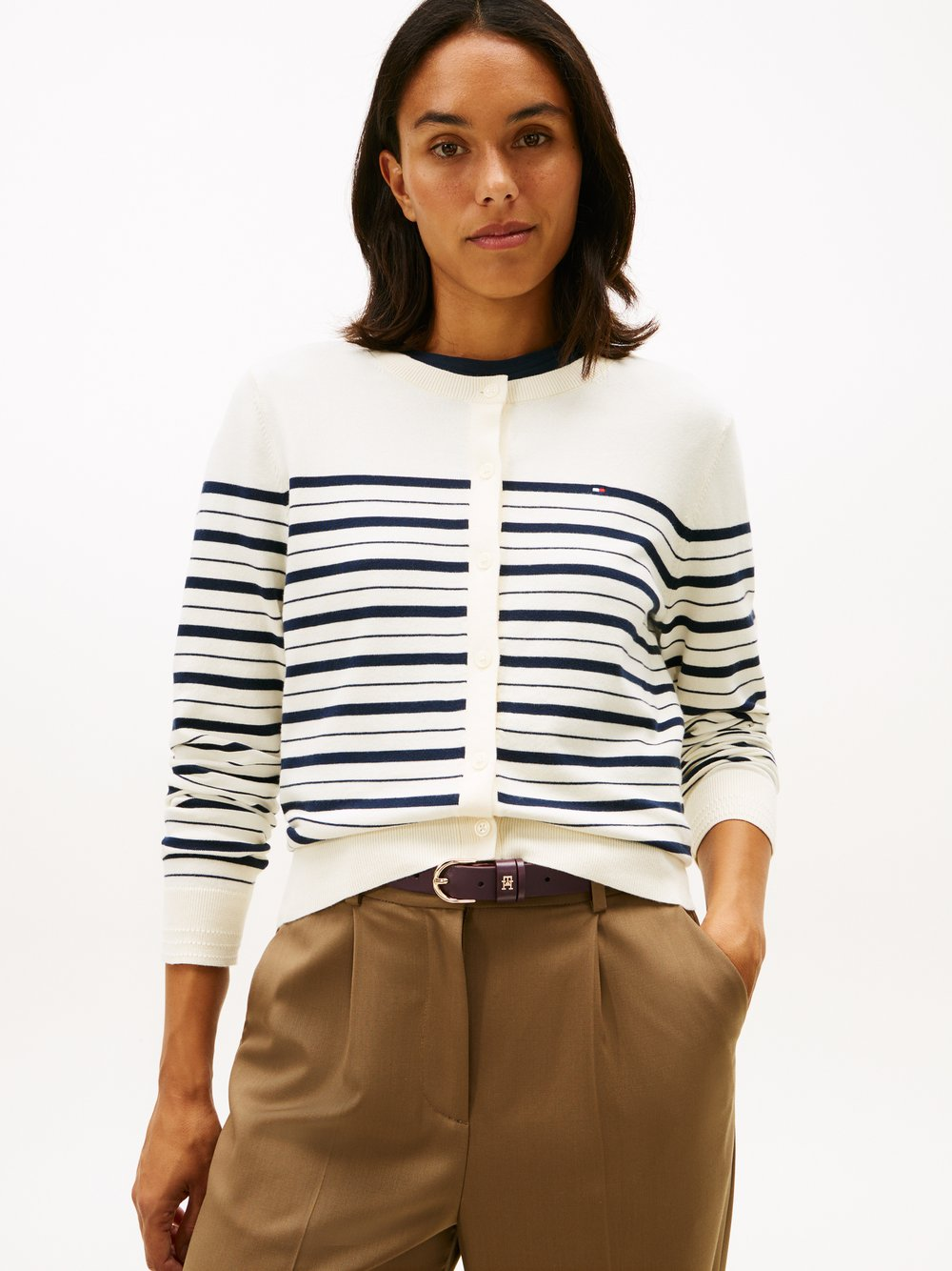 Tommy Hilfiger Kardigan damski Kobiety biały|niebieski, S