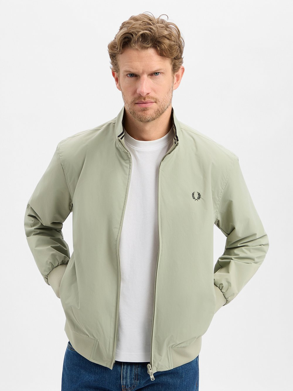 Fred Perry Kurtka męska Mężczyźni Sztuczne włókno zielony, M