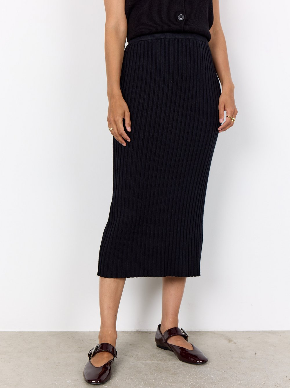 soyaconcept® Damska spódnica midi - SC-Kanita Kobiety Prążki czarny, XXL