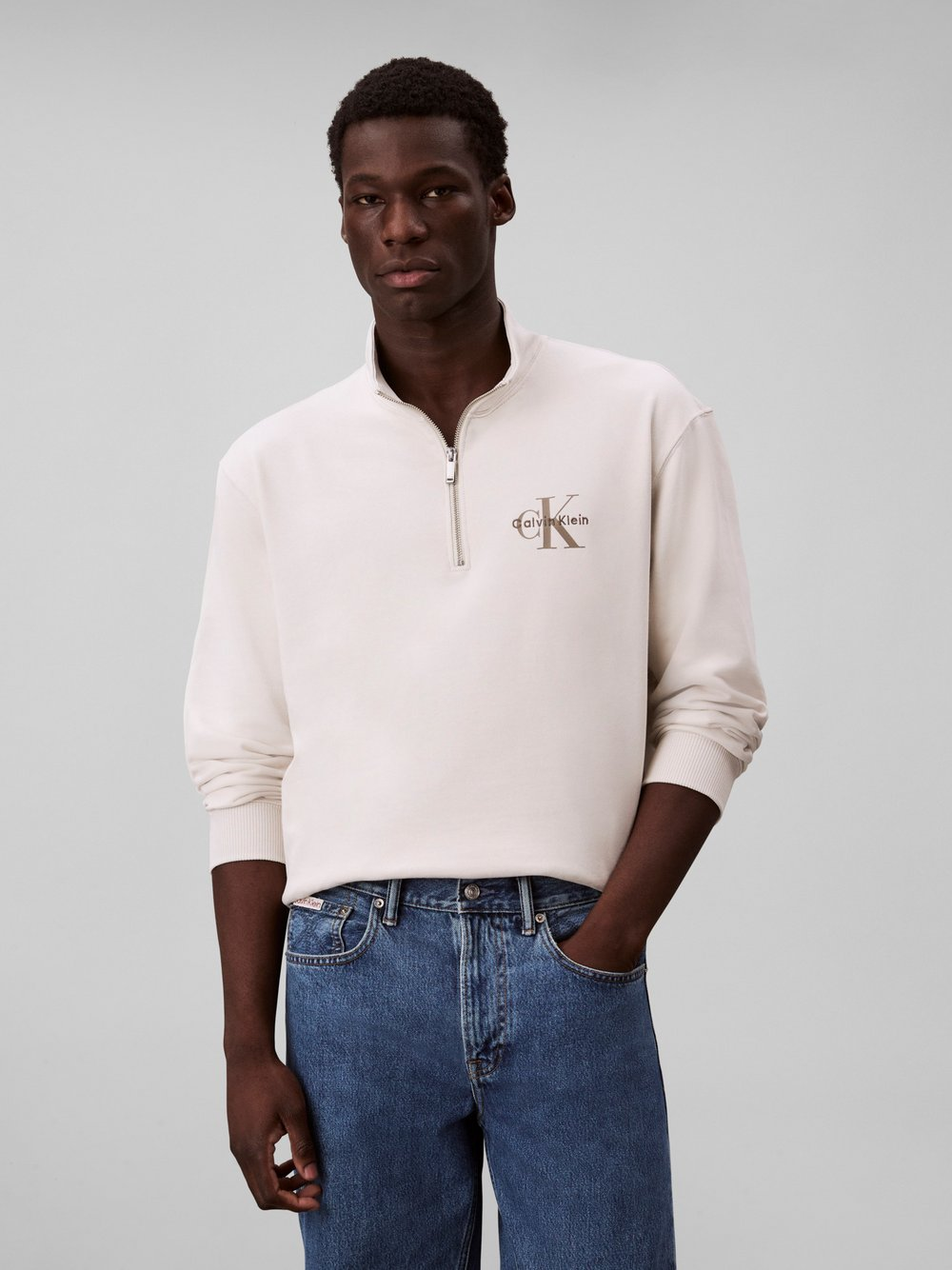 Calvin Klein Jeans Bluza męska Mężczyźni Bawełna biały, XL