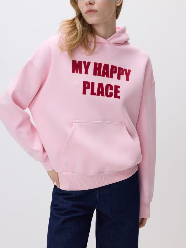 Reserved - Bluza z napisem - pastelowy róż