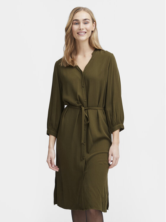 Fransa Sukienka koszulowa 20613327 Zielony Regular Fit
