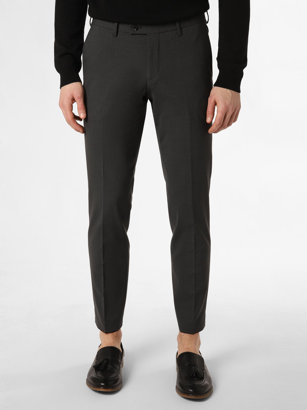 Finshley & Harding London Męskie spodnie od garnituru modułowego Mężczyźni Slim Fit Sztuczne włókno szary, 48
