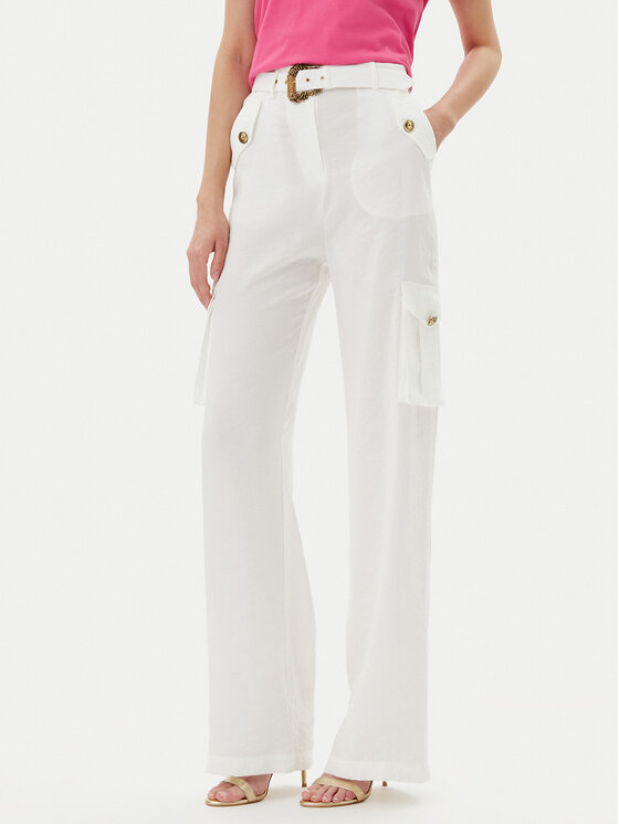 Versace Jeans Couture Spodnie materiałowe 78HAA109 Biały Wide Leg