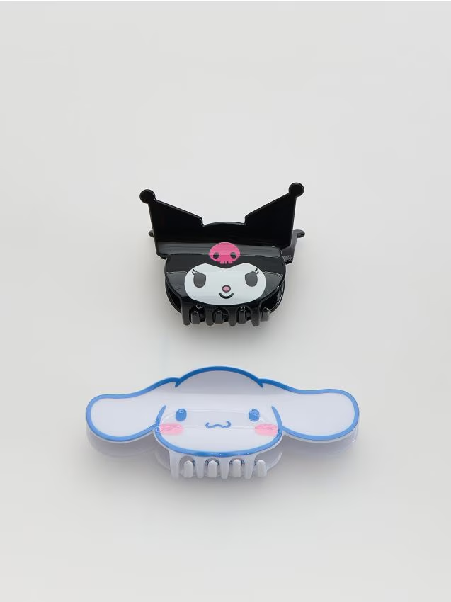 Reserved - Klamry do włosów 2 pack Kuromi & Cinnamoroll - wielobarwny