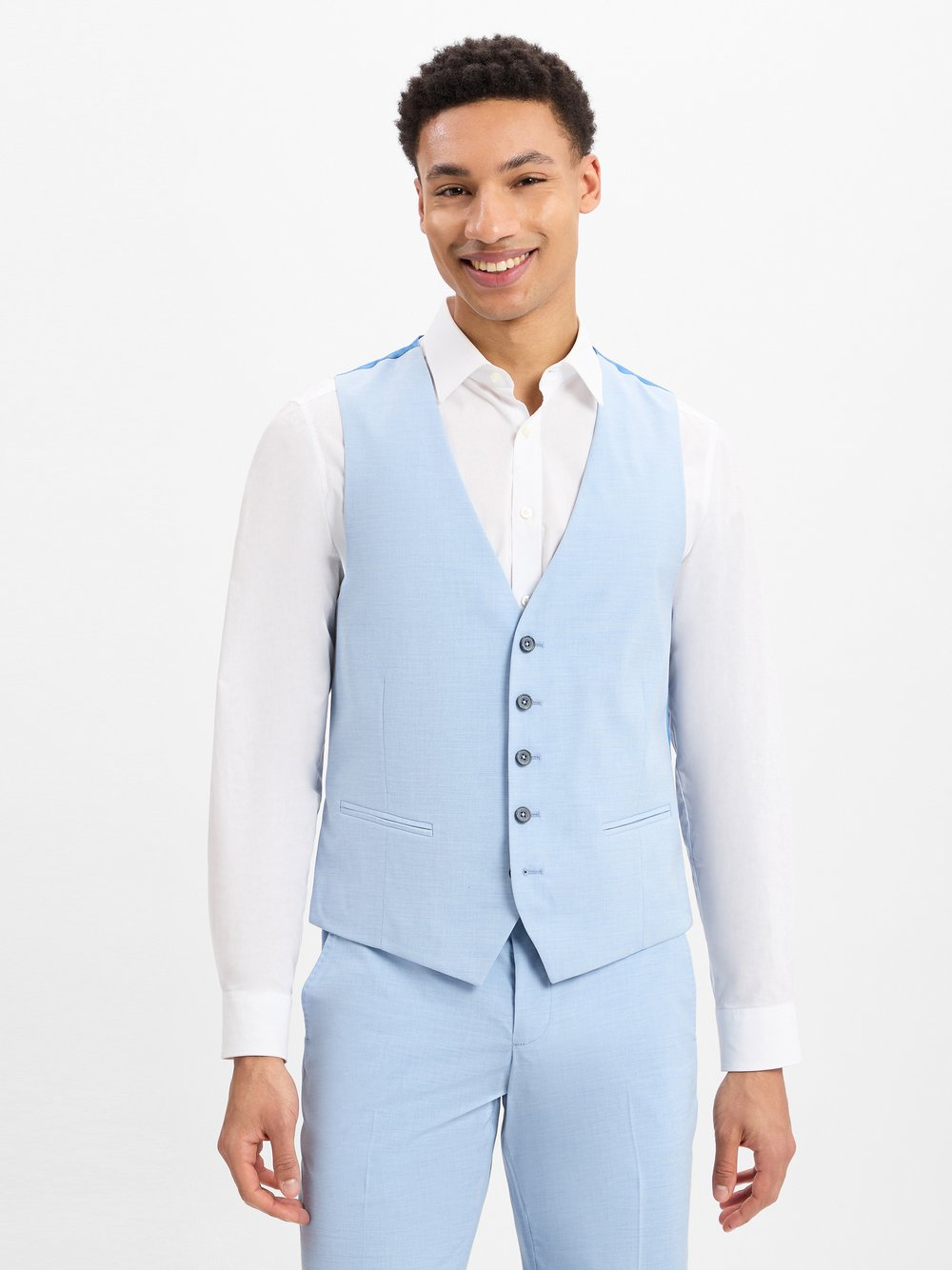 Finshley & Harding Męska kamizelka garniturowa - Alameda Mężczyźni Slim Fit niebieski, 44