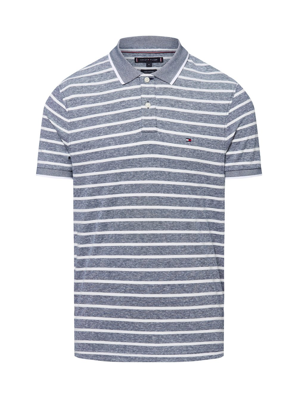 Tommy Hilfiger Męska koszulka polo z zawartością lnu Mężczyźni Bawełna niebieski|biały, L