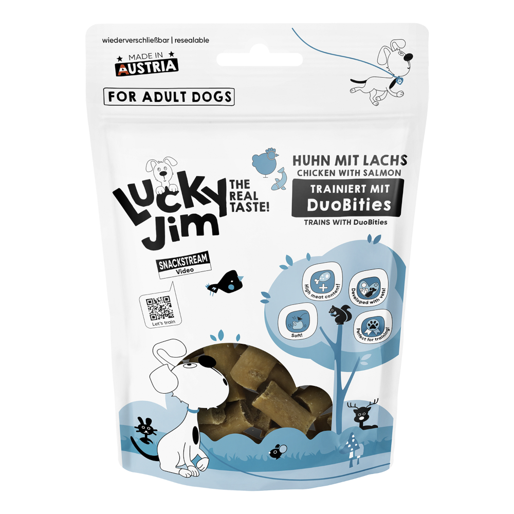 Lucky Jim DuoBities - Kurczak z łososiem, 8 x 70 g