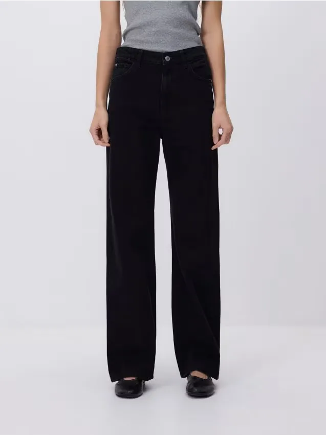 Reserved - Jeansy wide leg - czarny