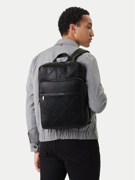 Calvin Klein Saszetka Emblem Aop Emboss Slim Square Bp LV04D3328G Czarny