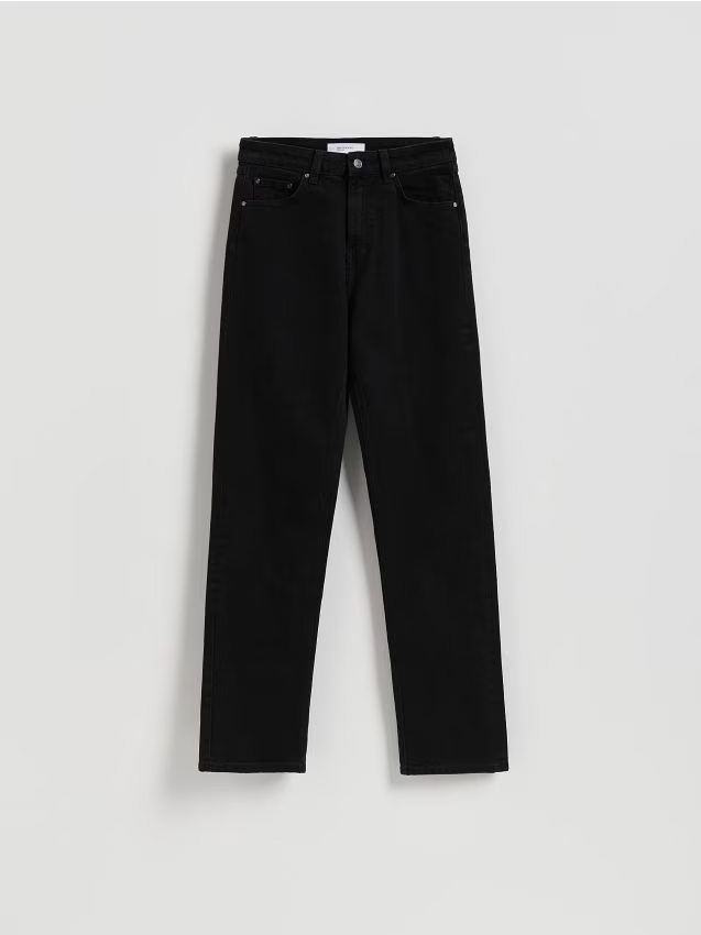 Reserved - Jeansy straight - czarny miniaturka