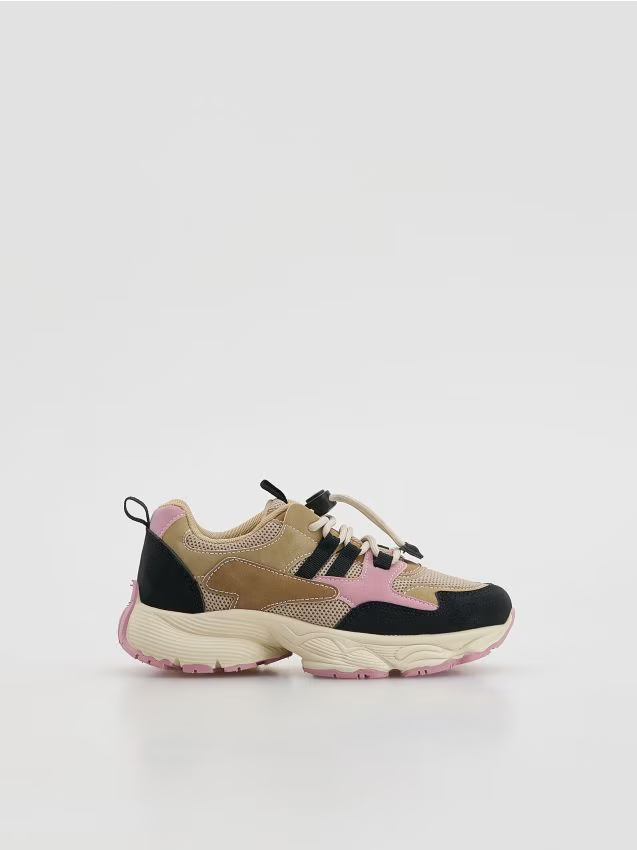Reserved - Sneakersy z łączonych materiałów - beżowy