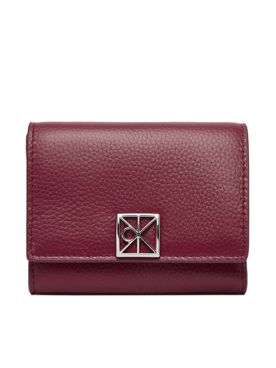 Calvin Klein Portfel Emblem Hw Pebble Trifold W/Zip LV04F1128G Bordowy