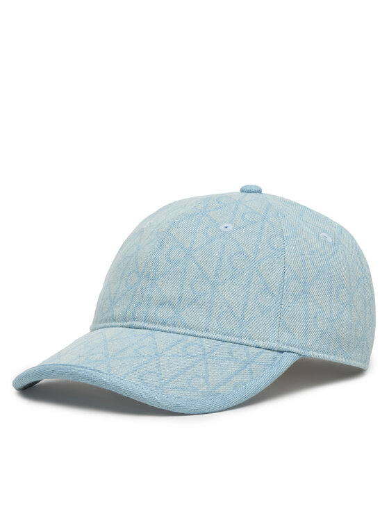 Calvin Klein Czapka z daszkiem Denim Emblem Burnout LV04F5042G Błękitny