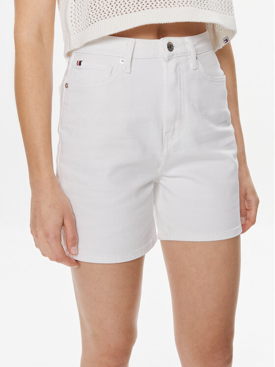 Tommy Hilfiger Szorty jeansowe WW0WW41321 Biały Regular Fit