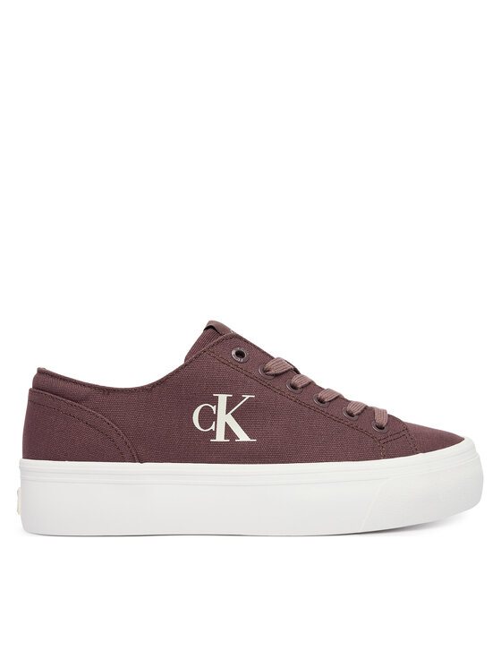 Calvin Klein Jeans Sneakersy Vulc Flatform Low Canvas Mg YW0YW01763 Bordowy