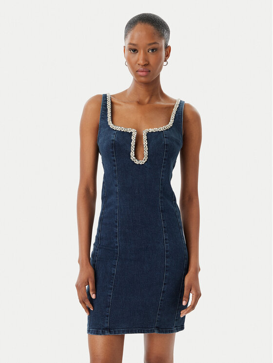 Guess Sukienka jeansowa W6RK69 D55M0 Niebieski Regular Fit