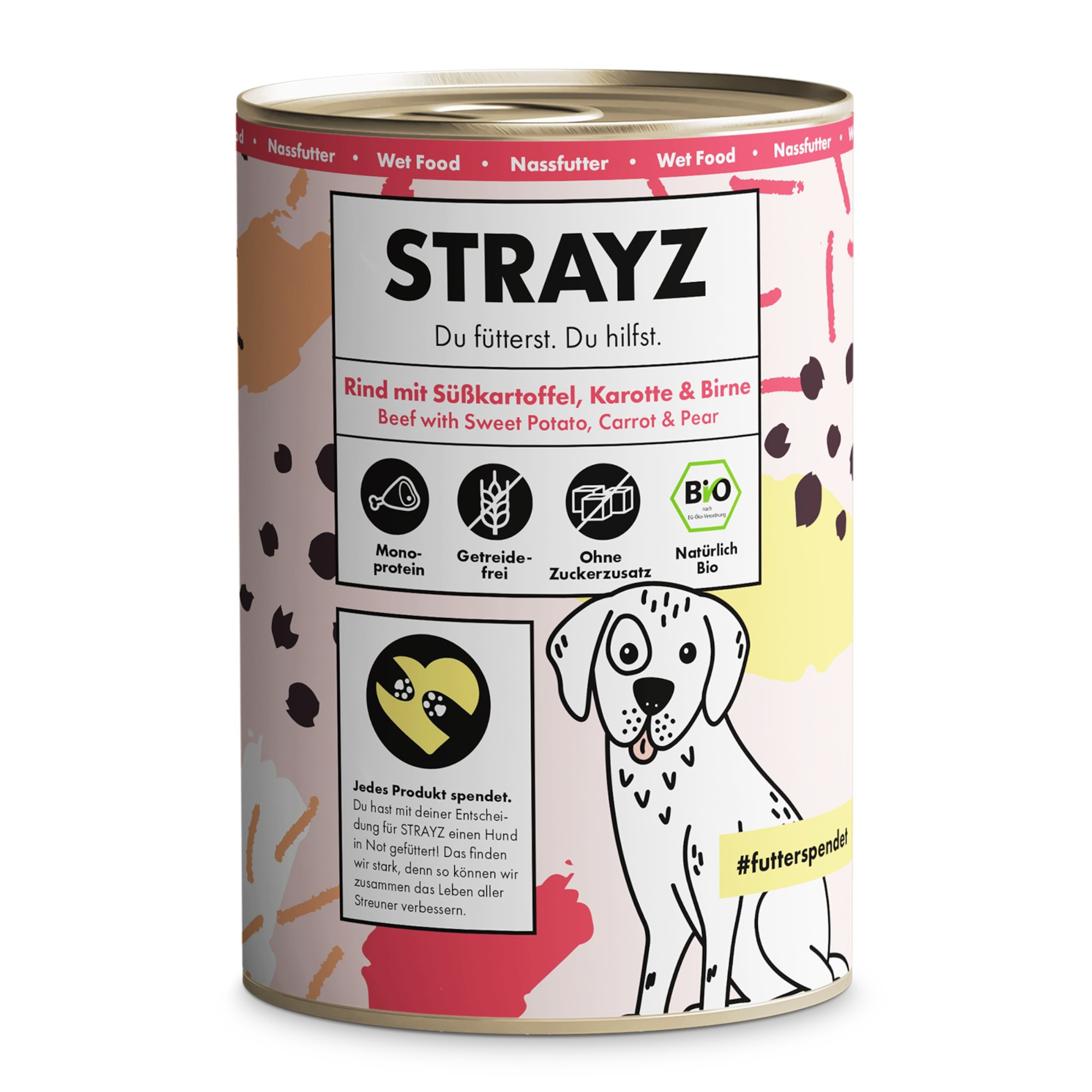 STRAYZ BIO, 6 x 400 g - Biowołowina z biobatatami, biomarchewką i biogruszką