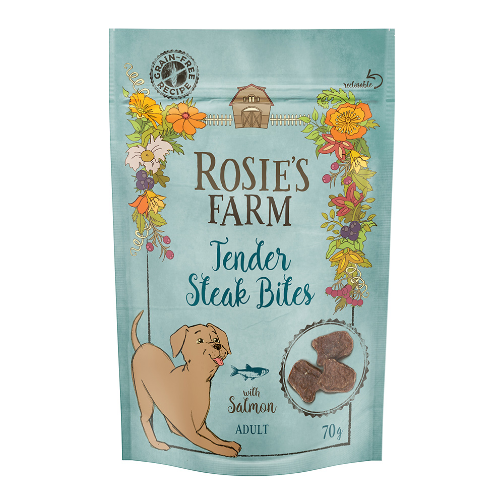 Rosie's Farm Snacks Adult "Tender Steak Bites", łosoś - 70 g