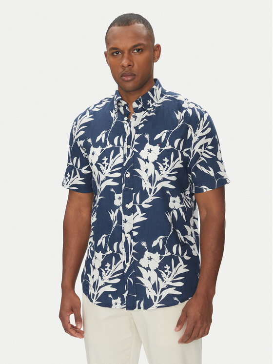 Tommy Hilfiger Koszula Tropical MW0MW38586 Granatowy Regular Fit