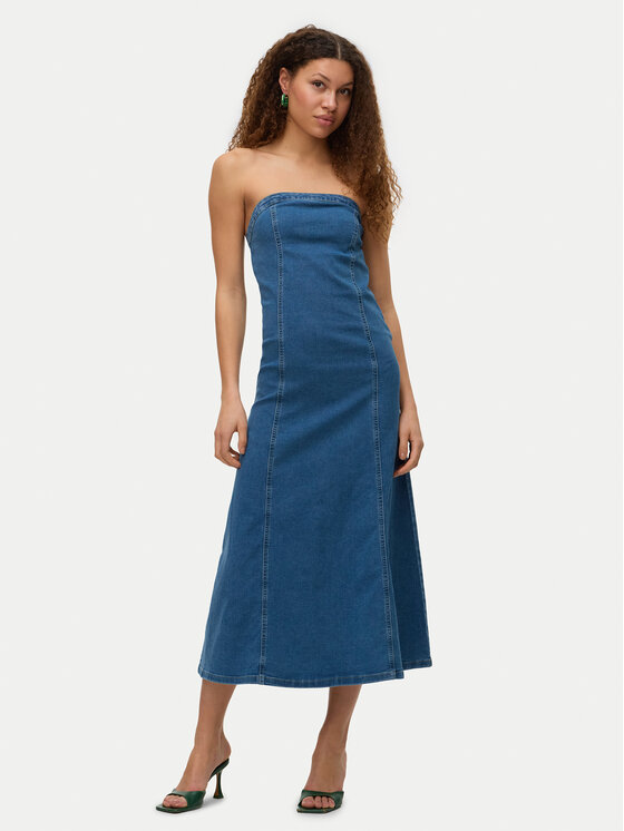 Vero Moda Sukienka jeansowa Ailey 10328202 Niebieski Regular Fit miniaturka