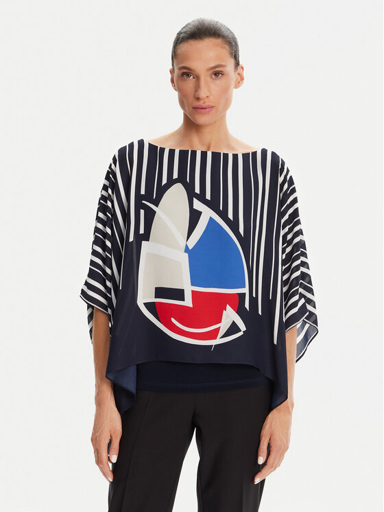Joseph Ribkoff Bluzka 251180 Granatowy Relaxed Fit