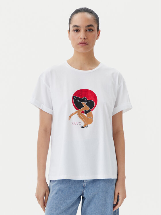 Liu Jo Beachwear T-Shirt q-roa-35173 Biały Regular Fit