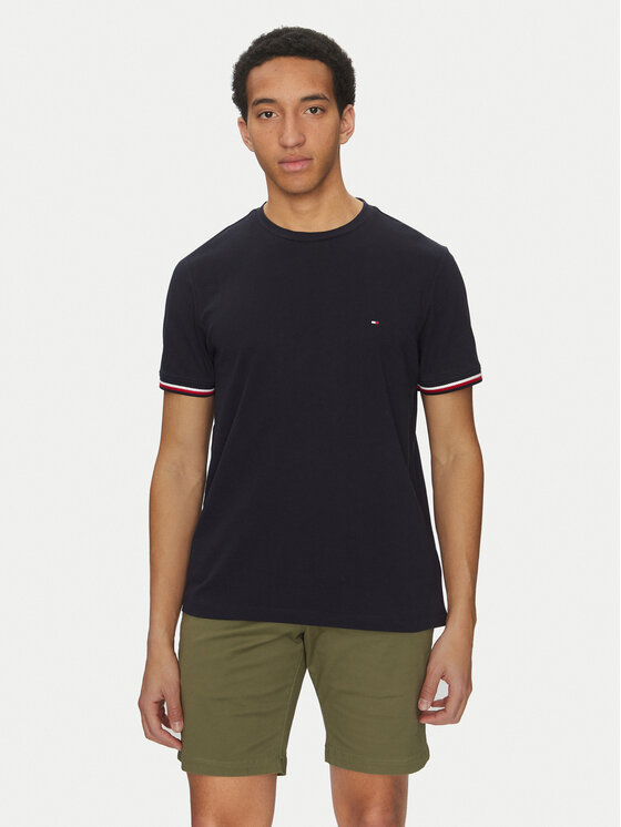 Tommy Hilfiger T-Shirt Global Stripe MW0MW38630 Granatowy Regular Fit
