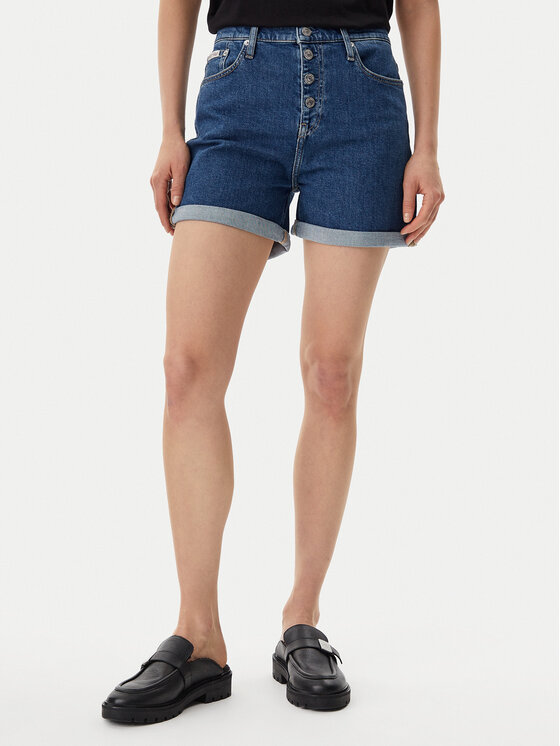 Calvin Klein Jeans Szorty jeansowe J20J225512 Granatowy Mom Fit