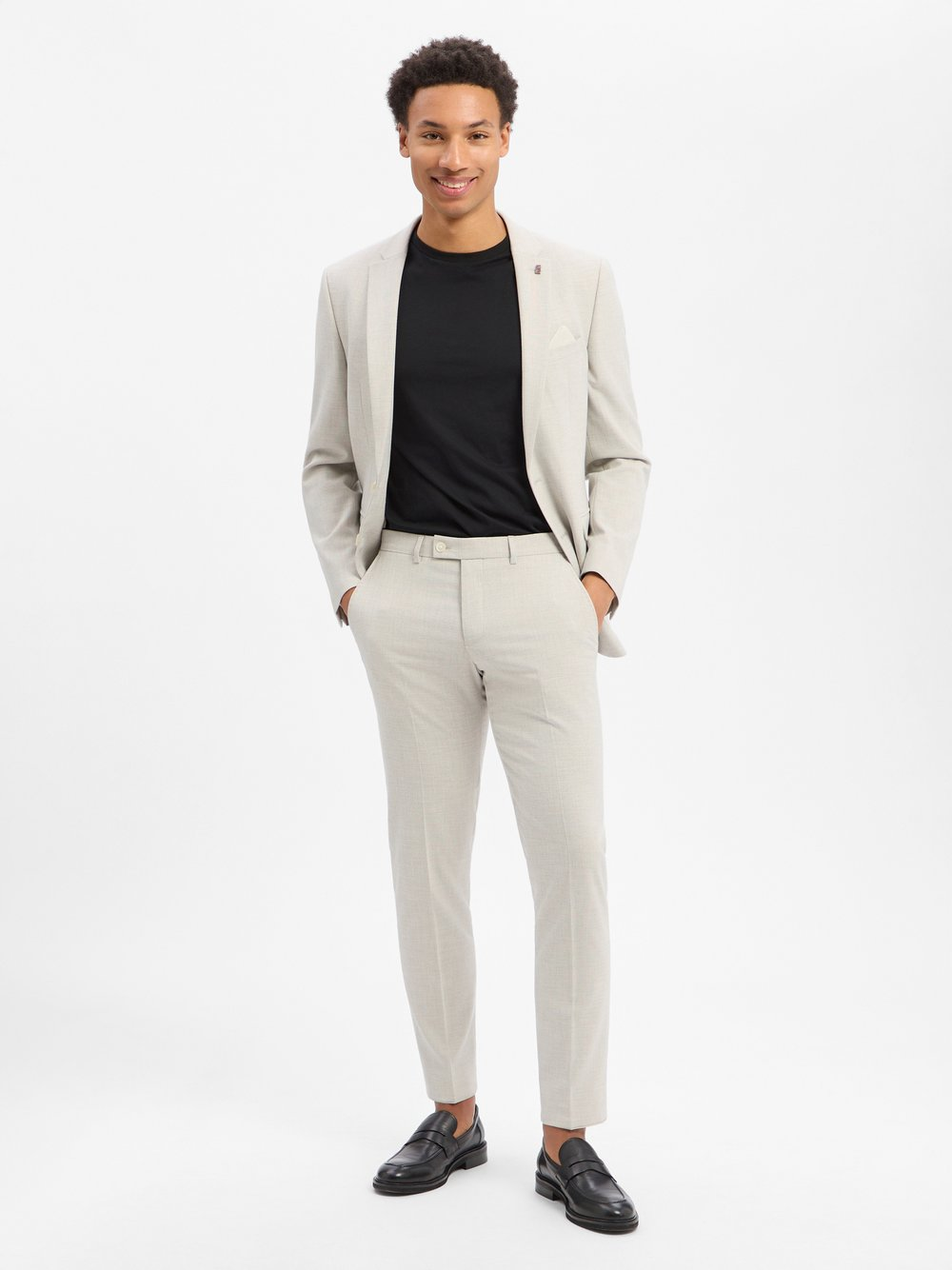Finshley & Harding London Męski garnitur Mężczyźni Slim Fit szary, 50