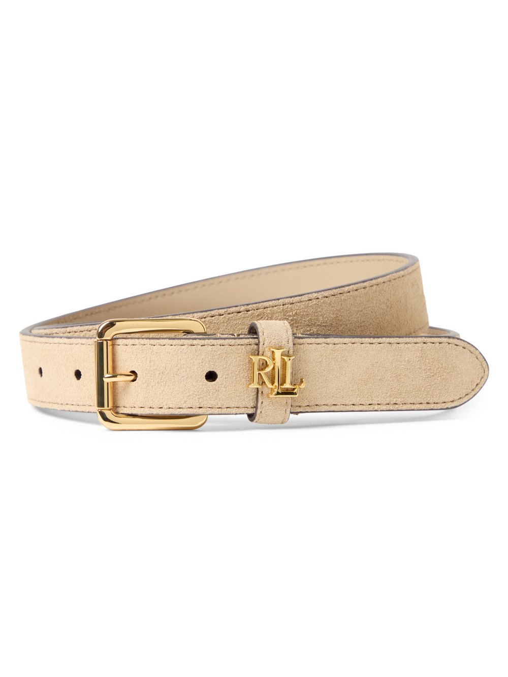 Lauren Ralph Lauren Damski pasek zamszowy Kobiety skóra beżowy, M