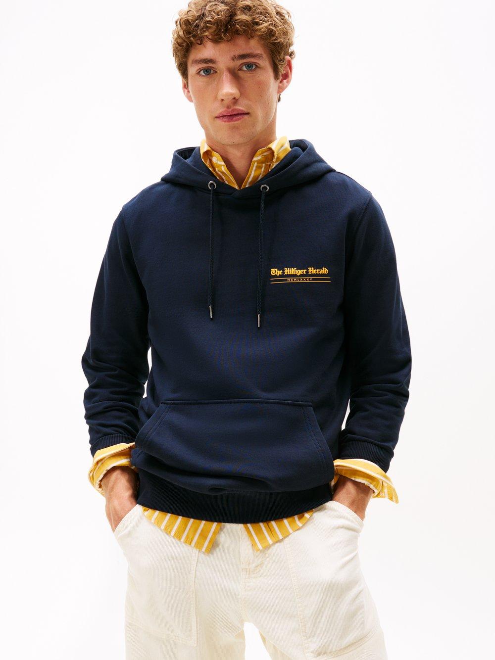Tommy Hilfiger Męski sweter z kapturem Mężczyźni Materiał dresowy niebieski, XL