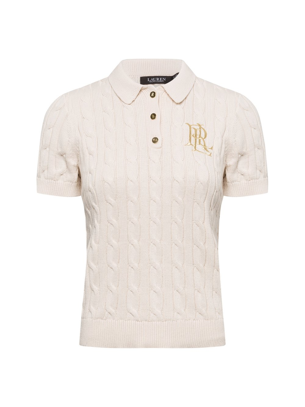 Lauren Ralph Lauren Damska koszulka polo z dzianiny Kobiety Bawełna beżowy, M