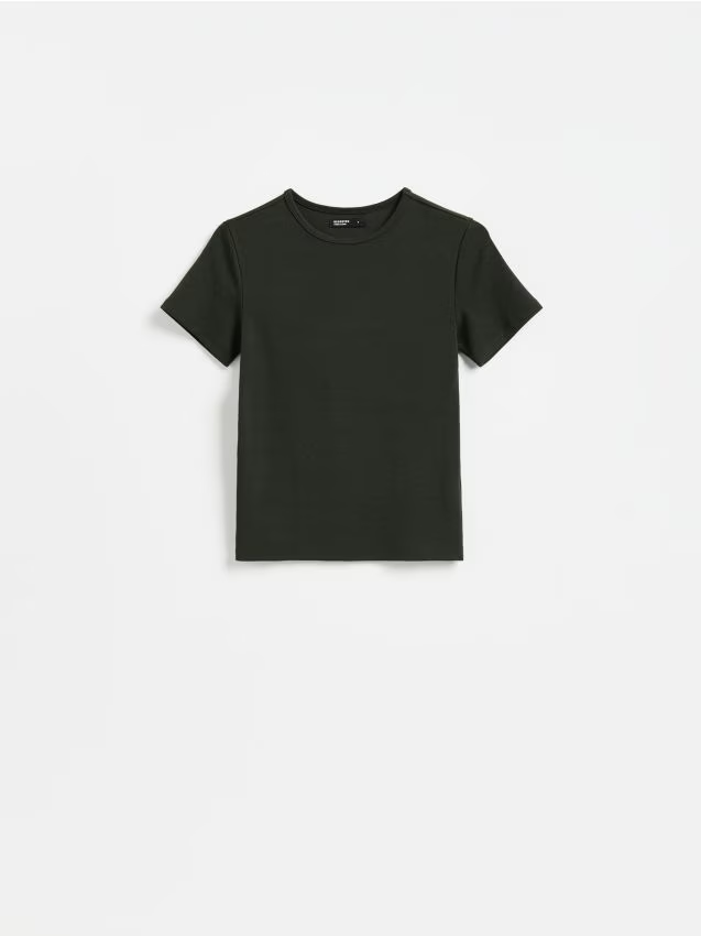 Reserved - T-shirt z modalem - ciemnozielony