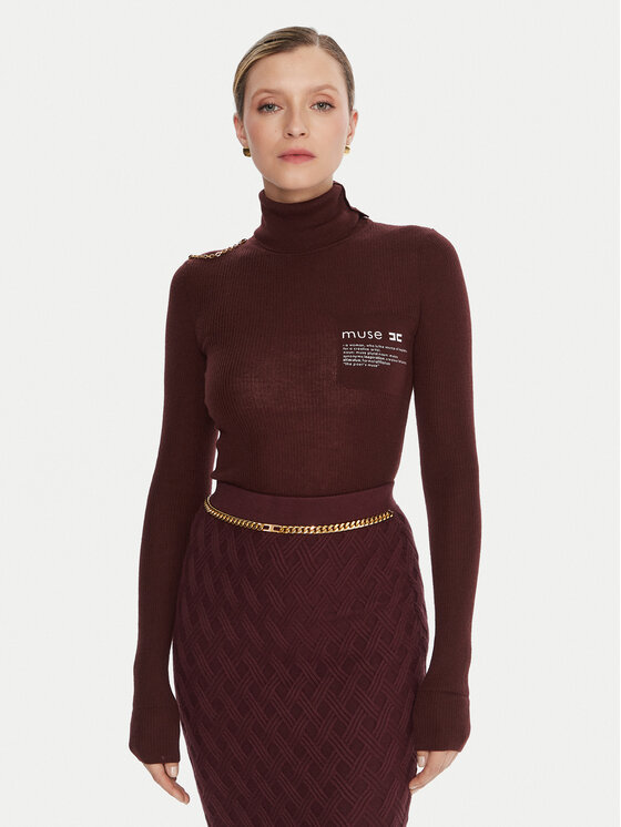 Elisabetta Franchi Golf MK-43B-57E2-V320 Bordowy Regular Fit