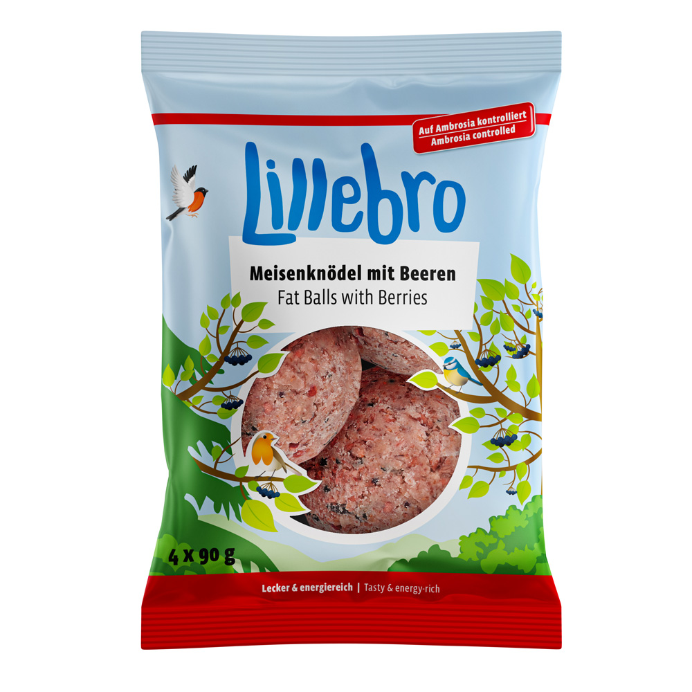 Lillebro kule jagodowe dla dzikich ptaków, bez siatki - 4 x 90 g miniaturka