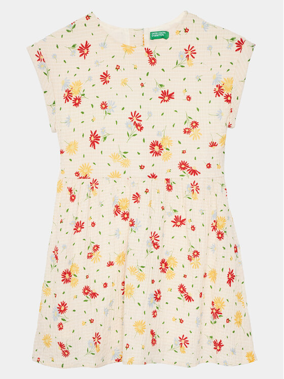 United Colors Of Benetton Sukienka codzienna 4RFGCV02A Beżowy Regular Fit