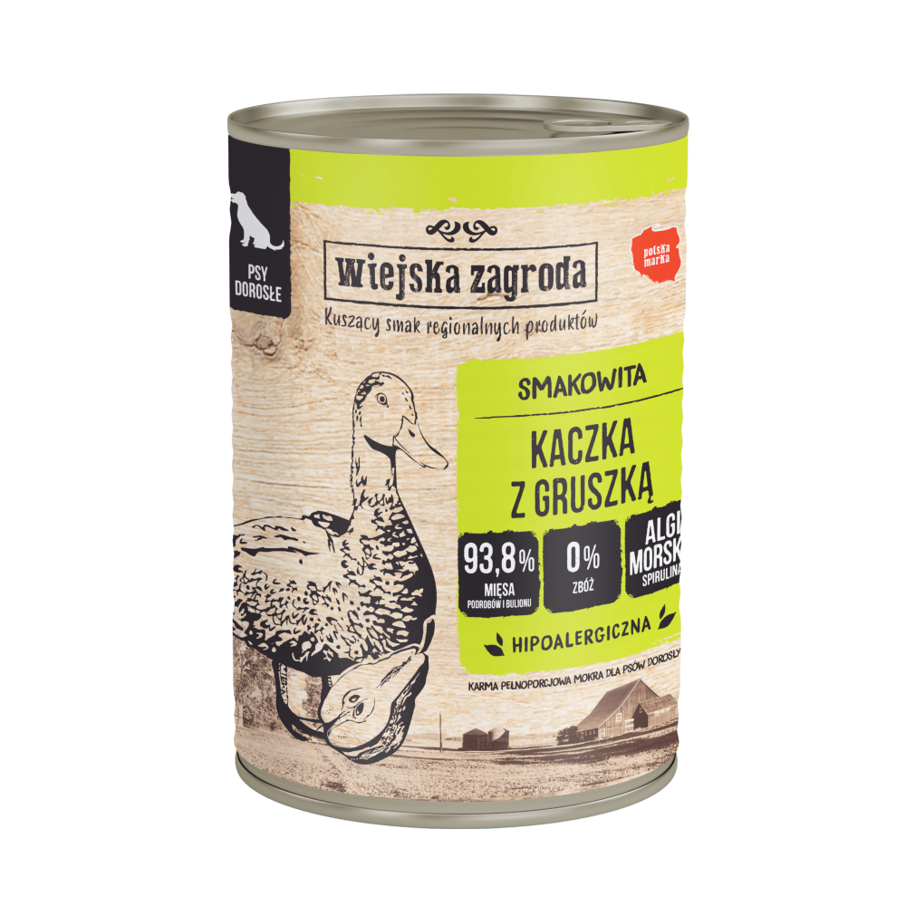 Wiejska Zagroda, mokra karma dla psa, 12 x 400 g - Kaczka z gruszką
