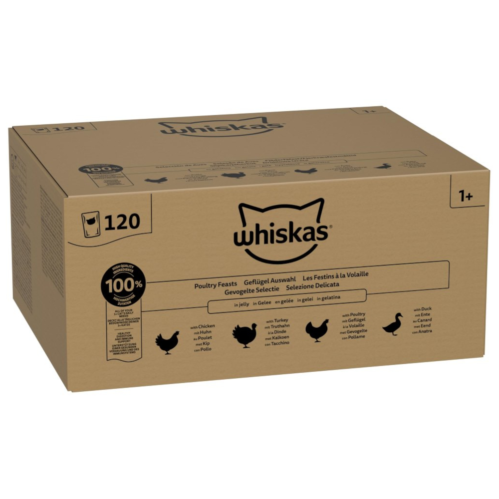 Whiskas Adult w saszetkach, wybór drobiowy w galarecie, 120 x 85 g - Wybór drobiowy w galarecie