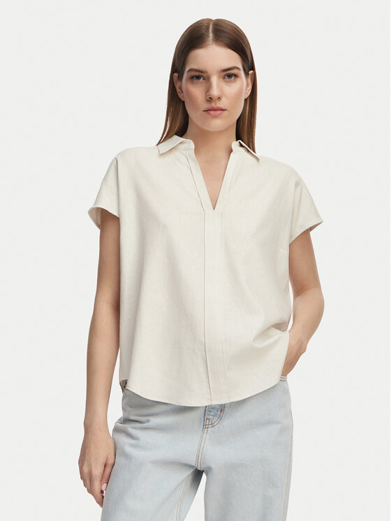 Calvin Klein Jeans Koszula Monogram LV04RC276G Beżowy jasny Slim Fit