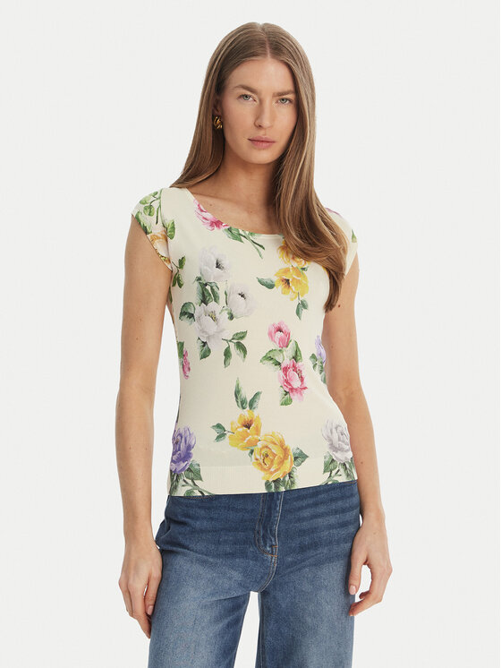 Luisa Spagnoli Bluzka Contigia 100301 Beżowy Slim Fit